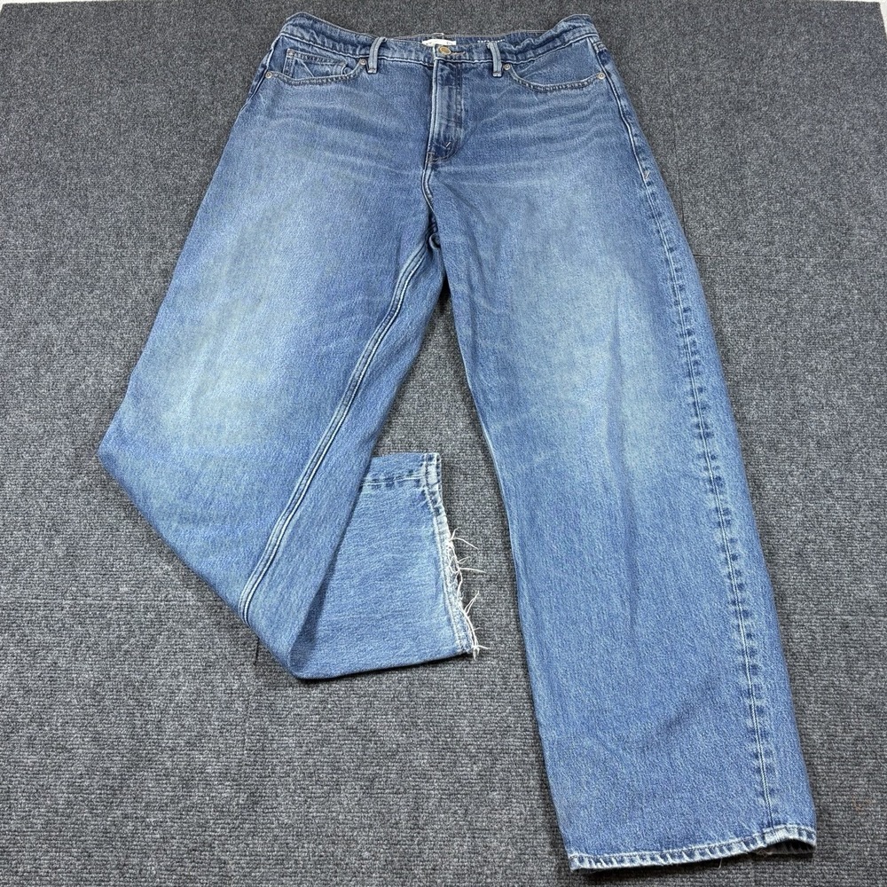 Good American Good Barrel Jeans Women FITS 33x31 Blue Indigo GBARJ156S INDIGO740